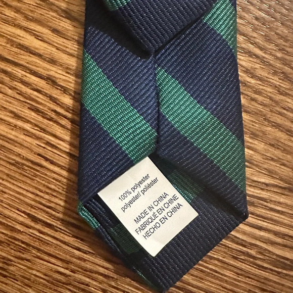 Boys Navy Green Striped Neck Tie Preppy Dressy Formal School Uniform 14.75” - Picture 3 of 4